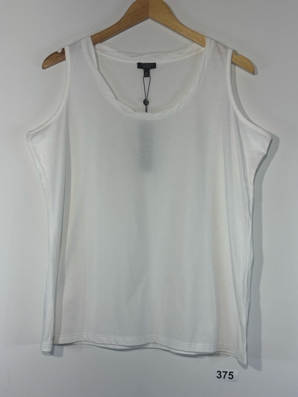 NWT Talbots White Cold-Shoulder Scoop Neck Tank Size 1X